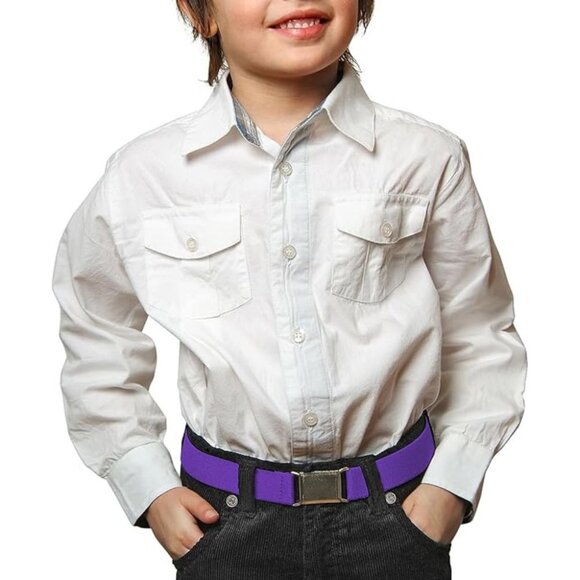HOLD’EM Children’s Elastic Silver Buckle Belts Boys Girls Toddler 2T-5T-Purple - Picture 1 of 6